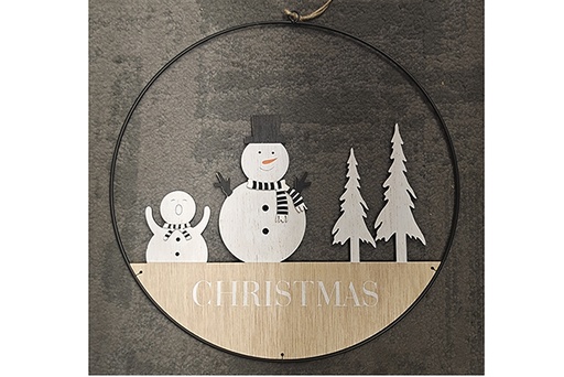 [122034] Wooden Christmas pendant snowman 30 cm