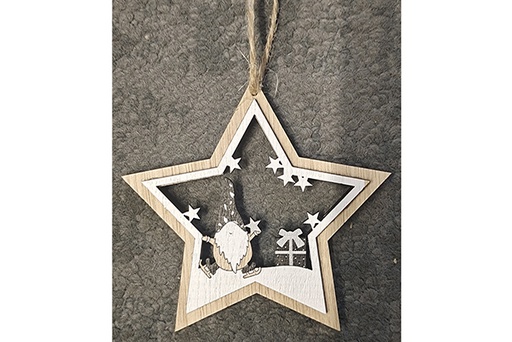 [122072] Pendente estrela de madeira de Natal 23 cm