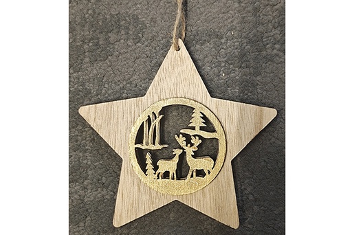 [122074] Pendentif étoile en bois de Noël