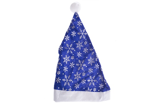 [122109] Chapéu de Papai Noel azul decorado com floco de neve