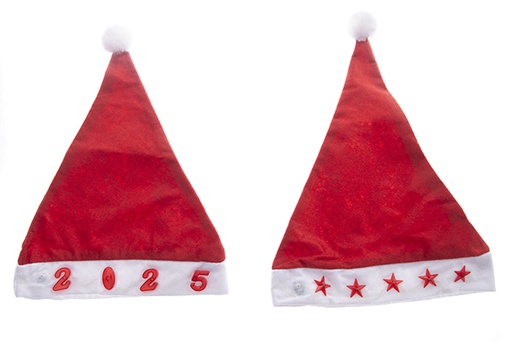 [122113] Bonnet de Père Noël rouge décoré modèle 2