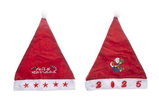 [122116] Cappello da Babbo Natale rosso decorato modello 2