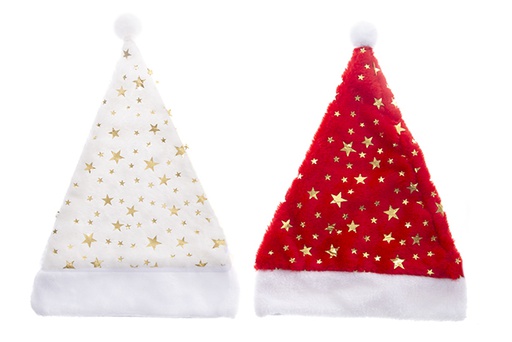 [122117] Chapéu vermelho de Papai Noel decorado com estrelas douradas 2 modelo