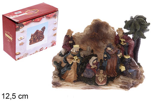 [122121] Nativity scene resin 8 pieces 12.5 cm