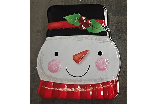 [122142] Christmas square metal box assorted decoration 8 cm