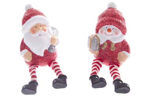 [122163] Papai Noel/boneco de neve resina vermelha 20cm