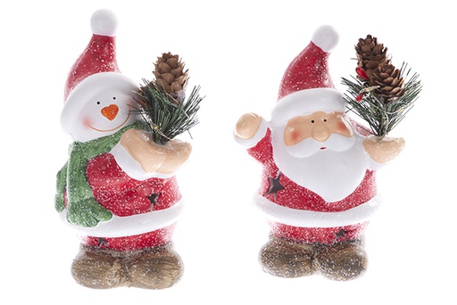 [122165] Papai Noel/boneco de neve  de resina 15cm