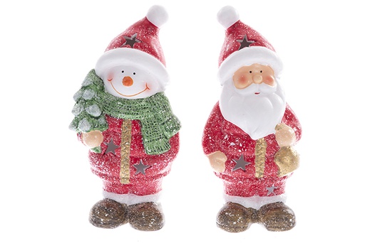 [122167] Santa Claus/snowman resin 19cm