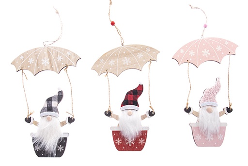 [122227] Dwarf pendant with wooden parachute for Christmas decoration 24 cm