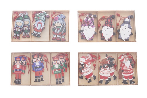 [122231] Pack 6 figure in legno per decorazioni natalizie 18 cm