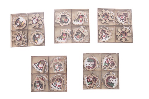 [122232] Pack 6 wooden figures for Christmas decoration 13 cm