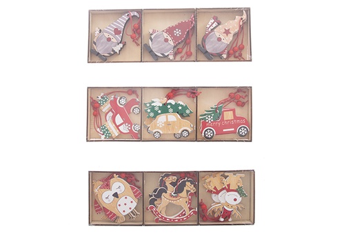 [122240] Pack 9 figuras de madeira para decoração de Natal 22 cm