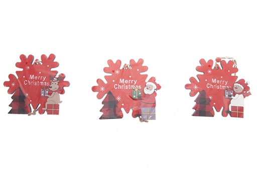 [122246] Colgante copo de nieve madera para decoración Navidad 10,5 cm