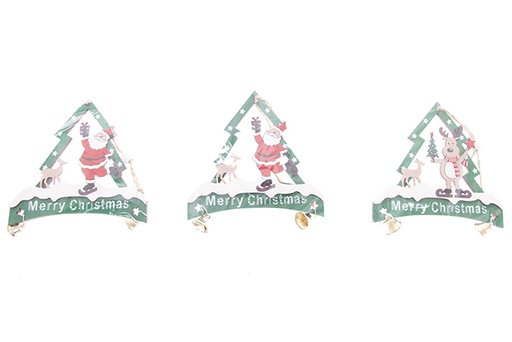 [122251] Pendentif sapin en bois pour décoration de Noël 10,5 cm