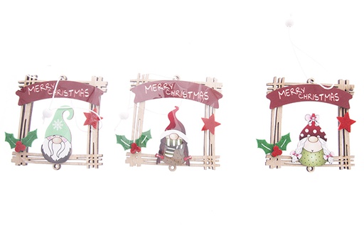 [122254] Colgante enano madera para decoración Navidad 9,5 cm