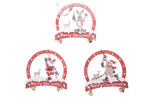[122277] Pendentif figurine en bois pour décoration de Noël 10,5 cm