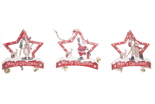 [122280] Colgante estrella madera para decoración Navidad 10,5 cm