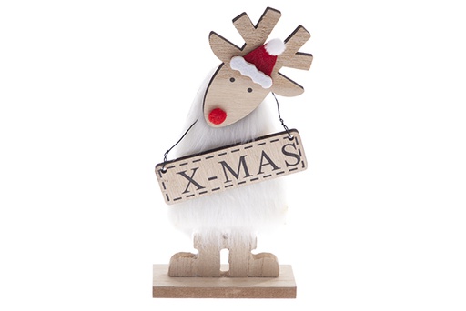[122288] Renne en bois pour décoration de Noël 19 cm