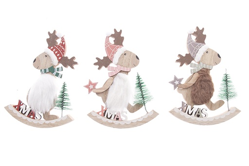 [122317] Rena de madeira para decoração de Natal 14 cm