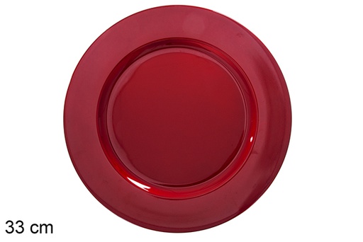 [122345] Bajo plato rojo brillo 33 cm