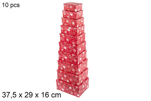 [122353] Pack 10 boîtes en carton de Noël décorées coeur 30,5x25,8 cm