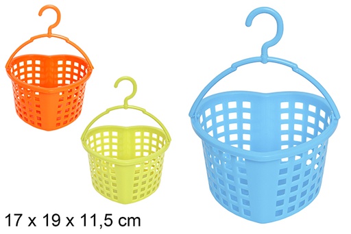 [122370] Cestino in plastica a forma di cuore con 24 clip in colori assortiti