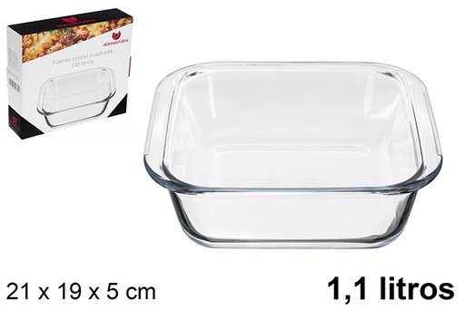 [122373] Fontaine carrée en verre 1,1 litre