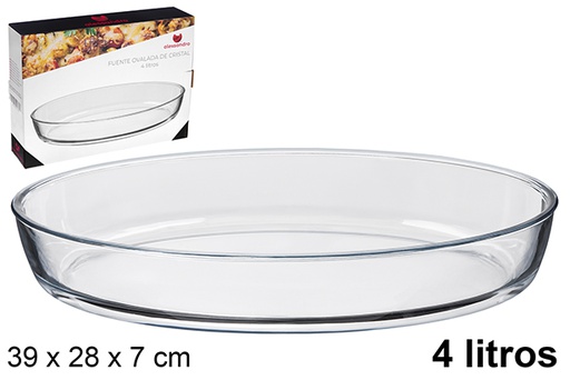 [122383] Fontaine ovale en verre 4 litre