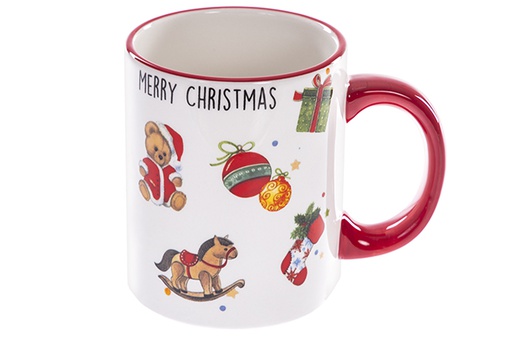 [122403] Tazza natalizia in ceramica decorata con decorazioni natalizie 300 ml