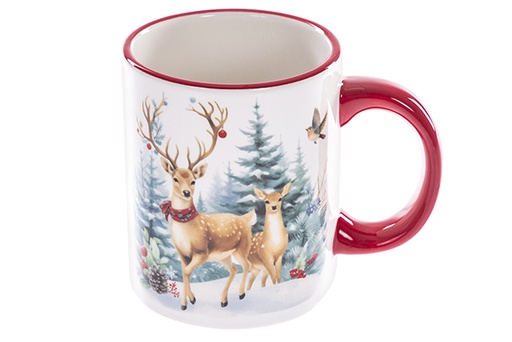 [122406] Taza cerámica Navidad decorada Ciervo 300 ml