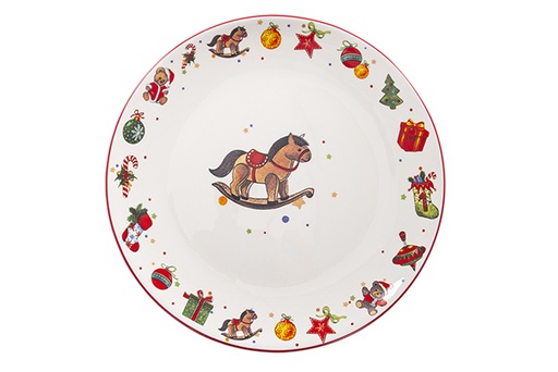 [122409] Bandeja cerámica Navidad decorada Balancin de Caballo 31cm