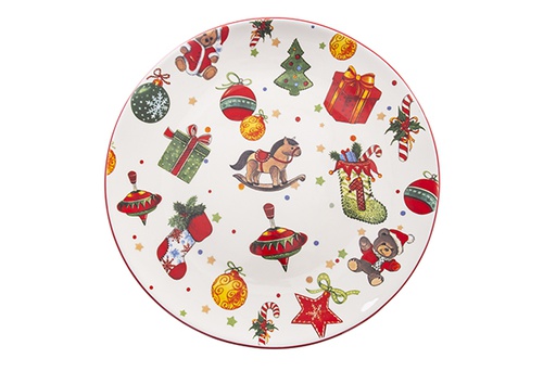 [122410] Bandeja de cerâmica de Natal decorada com enfeites de Natal 31cm