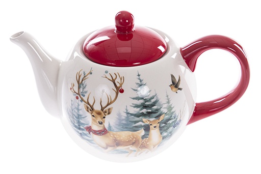 [122418] Bule de cerâmica com decoração de Natal Deer 950 ml