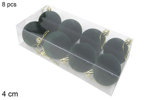 [122444] Pack 8 green velvet Christmas balls 4 cm