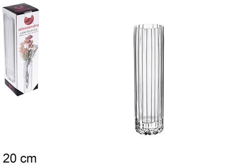 [122465] Vase en verre relief lion 20 cm