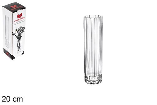 [122465] Vaso in vetro a rilievo leone 20 cm