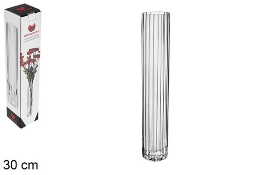 [122466] Florero cristal Lion relieves 30 cm