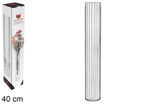 [122467] Lion relief glass vase 40 cm