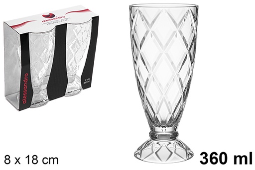 [122515] Pack 2 tall iced glass glasses 360 ml