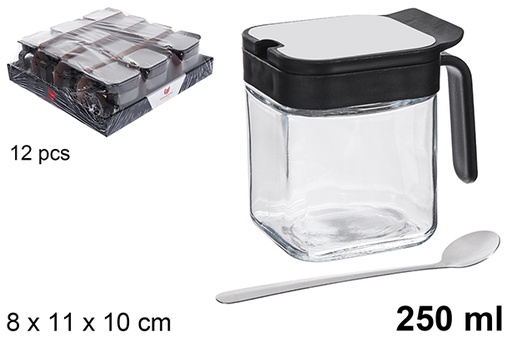 [122524] Glass and steel sugar bowl 250 gr.