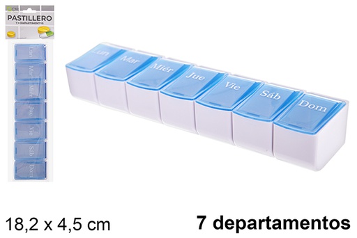 [122533] Pastillero plástico 7 departamentos semanal 18,2x4,5 cm