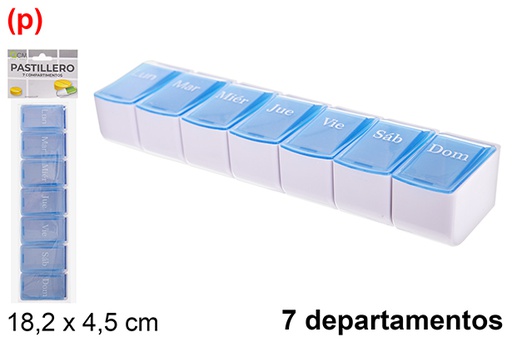 [122533] Pastillero plástico 7 departamentos semanal 18,2x4,5 cm