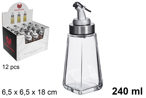 [122537] Glass oil/cruet with anti-drip steel cap 240 ml