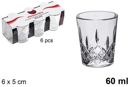 [122542] Pack 6 vasos chupito cristal Milán 60 ml