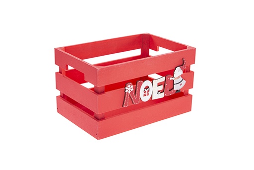 [122559] Noel decorated red wooden box 24x16x14cm