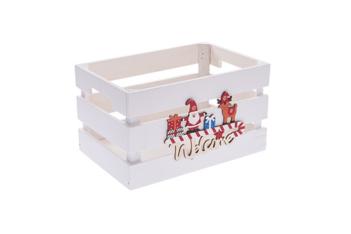 [122563] Welcome decorated natural wood box 24x16x14cm