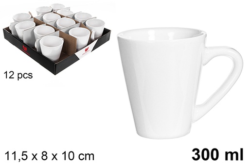 [122566] Conical white ceramic mug 300 ml