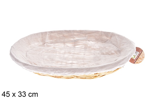 [122576] Cesta mimbre ovalada color miel con tela 45x33 cm