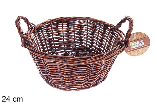 [122592] Mahogany round wicker basket 24cm