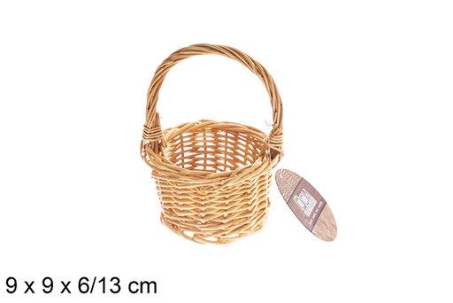 [122597] Cesto rotondo in vimini color miele con manico 9x9x6/13cm